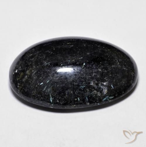Nuummite Nero con scintillio blu naturale da 23.73 ct, Ovale, Opaco