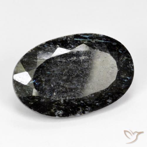 Nuummite Nero con scintillio blu naturale da 17.12 ct, Ovale, Opaco
