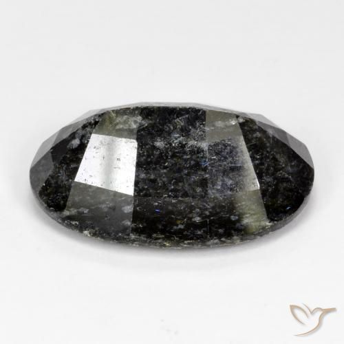 Nuummite Nero con scintillio blu naturale da 17.12 ct, Ovale, Opaco