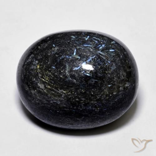 24.73ct Naturale Nero con scintillio blu Nuummite, Ovale, Opaco