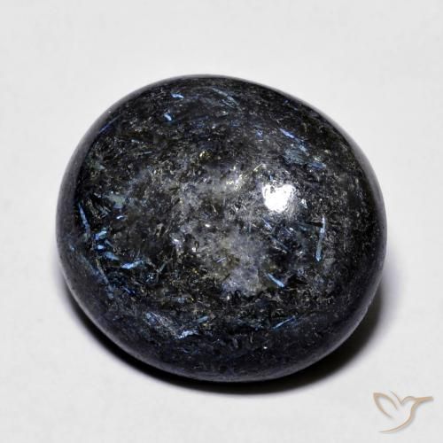 Nuummite Nero con scintillio blu naturale da 23.76 ct, Ovale, Opaco