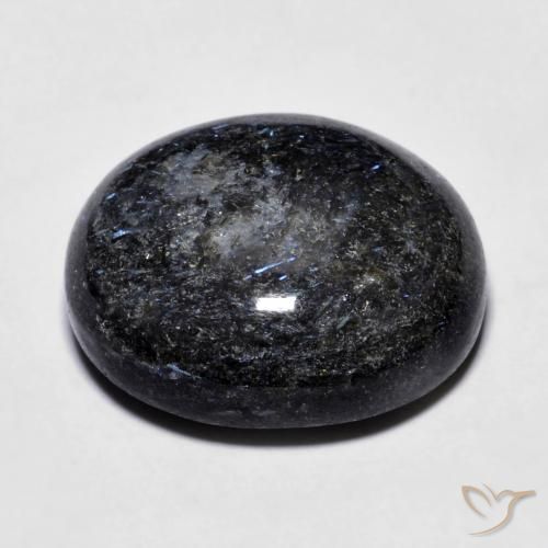 Nuummite Nero con scintillio blu naturale da 23.76 ct, Ovale, Opaco