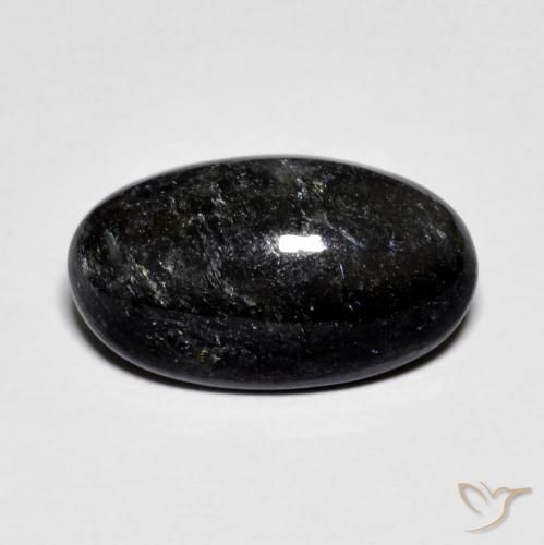 6.63ct Naturale Nero con scintillio blu Nuummite, Ovale, Opaco