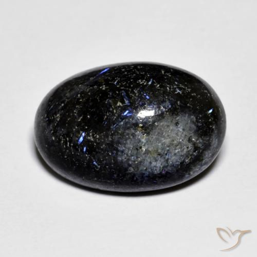 11.12ct Naturale Nero con scintillio blu Nuummite, Ovale, Opaco