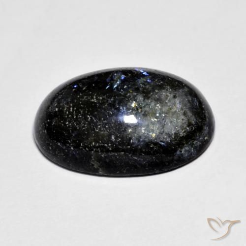 Nuummite Nero con scintillio blu naturale da 11.12 ct, Ovale, Opaco