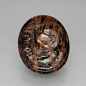 Ossidiana naturale marrone da 66,17 ct, taglio ovale, opaco