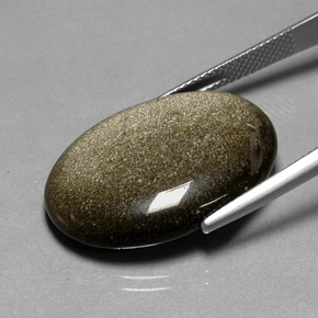 Ossidiana Patina dorata naturale da 18.91 ct, Taglio ovale, Opaco