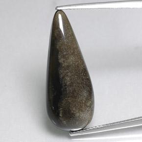 Ossidiana Nero lucido dorato naturale da 11.16 ct, Forma a pera, Opaco