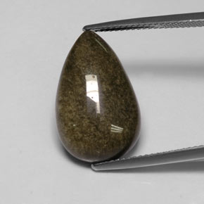 Ossidiana Patina dorata naturale da 9.16 ct, Forma a pera, Opaco