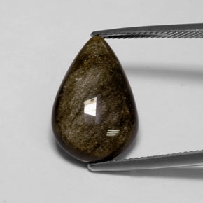 Ossidiana Patina dorata naturale da 7.12 ct, Forma a pera, Opaco