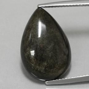 Ossidiana naturale nero da 10,85 ct, taglio a pera, opaco