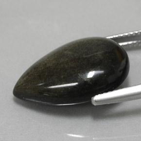 Ossidiana naturale nero da 10,85 ct, taglio a pera, opaco