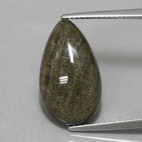 Ossidiana naturale oro da 6,42 ct, taglio a pera, opaco