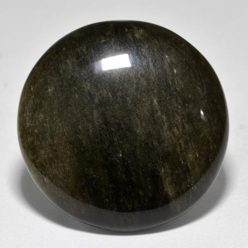 Ossidiana Nero con riflessi dorati naturale da 34.66 ct, Taglio rotondo, Opaco