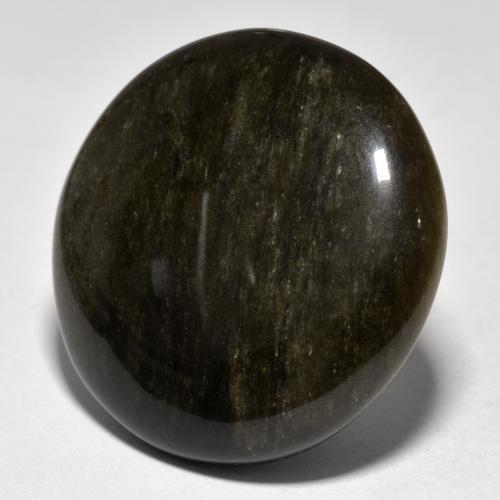 Ossidiana Nero con riflessi dorati naturale da 34.66 ct, Taglio rotondo, Opaco