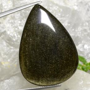Ossidiana naturale nero da 30,16 ct, taglio a pera, opaco
