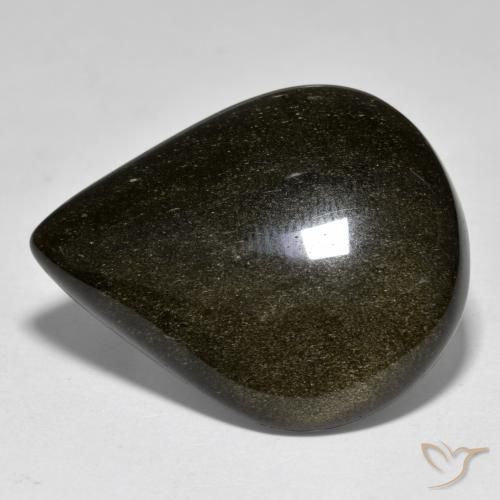 30.47ct Naturale Nero con riflessi dorati Ossidiana, Forma a pera, Opaco