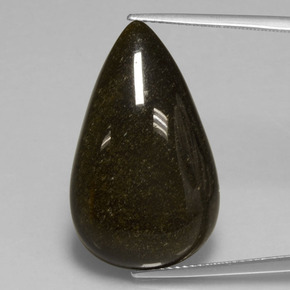 Ossidiana Patina dorata naturale da 21.72 ct, Forma a pera, Opaco