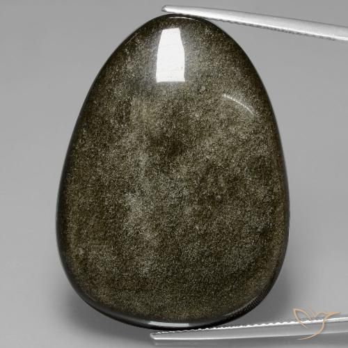 45.21ct Naturale Nero con riflessi dorati Ossidiana, Forma a pera, Opaco