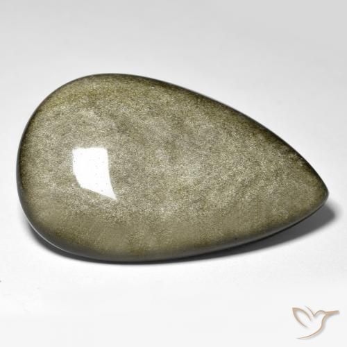 Ossidiana Nero con riflessi dorati naturale da 45.34 ct, Forma a pera, Opaco