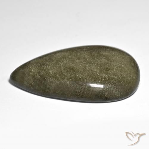 Ossidiana Nero con riflessi dorati naturale da 45.34 ct, Forma a pera, Opaco