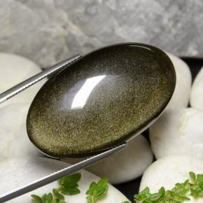 Ossidiana Nero lucido dorato naturale da 40.40 ct, Taglio ovale, Opaco