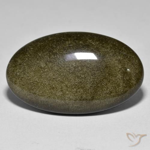 27.99ct Naturale Nero con riflessi dorati Ossidiana, Ovale, Opaco