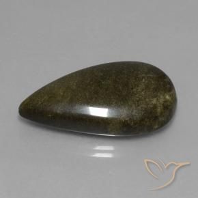 Ossidiana Nero con riflessi dorati naturale da 24.22 ct, Forma a pera, Opaco