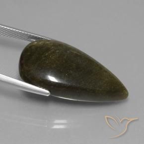 Ossidiana Nero con riflessi dorati naturale da 24.22 ct, Forma a pera, Opaco