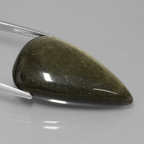Ossidiana naturale oro da 32,65 ct, taglio a pera, opaco