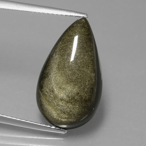 Ossidiana naturale oro da 10,03 ct, taglio a pera, opaco