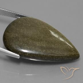 Ossidiana Nero con riflessi dorati naturale da 30.12 ct, Forma a pera, Opaco