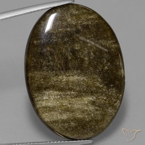 28.57ct Naturale Marrone nero Ossidiana, Ovale, Opaco