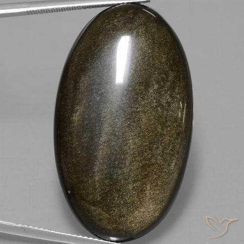 51.67ct Naturale Nero con riflessi dorati Ossidiana, Ovale, Opaco