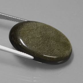 Ossidiana Patina dorata naturale da 20.41 ct, Taglio ovale, Opaco