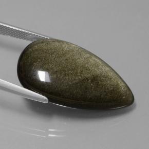 Ossidiana naturale nero da 21,67 ct, taglio a pera, opaco