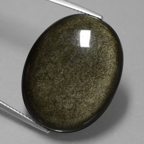 Ossidiana Lucentezza d'oro nero naturale da 25.43 ct, Taglio ovale, Opaco