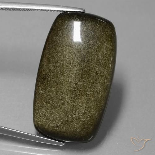 28.65ct Naturale Nero con riflessi dorati Ossidiana, Cuscino, Opaco