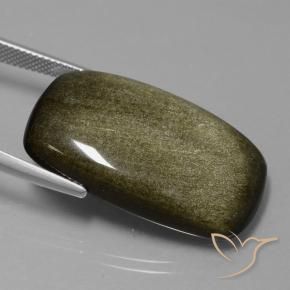 Ossidiana Nero con riflessi dorati naturale da 28.65 ct, Cuscino, Opaco
