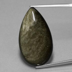 Ossidiana naturale nero da 18,42 ct, taglio a pera, opaco