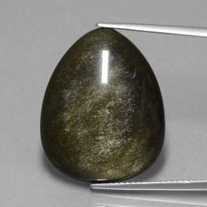 Ossidiana naturale nero da 15,72 ct, taglio a pera, opaco