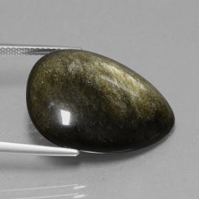 Ossidiana naturale nero da 15,72 ct, taglio a pera, opaco