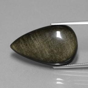 Ossidiana naturale nero da 19,36 ct, taglio a pera, opaco