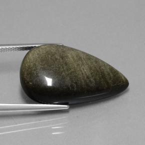Ossidiana naturale nero da 19,36 ct, taglio a pera, opaco