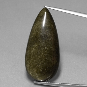 Ossidiana Patina dorata naturale da 17.37 ct, Forma a pera, Opaco