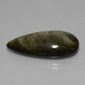 Ossidiana Patina dorata naturale da 17.37 ct, Forma a pera, Opaco