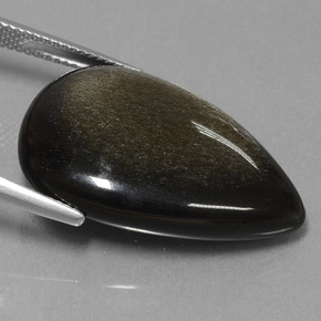 Ossidiana naturale nero da 19,08 ct, taglio a pera, opaco