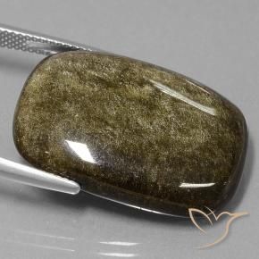 Ossidiana Nero con riflessi dorati naturale da 25.46 ct, Cuscino, Opaco