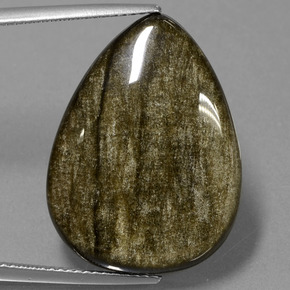 Ossidiana Patina dorata naturale da 19.38 ct, Forma a pera, Opaco