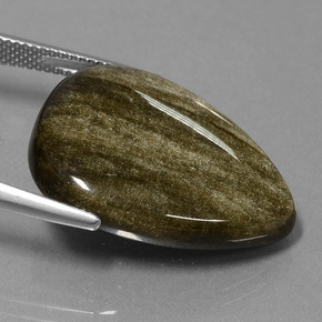 Ossidiana Patina dorata naturale da 19.38 ct, Forma a pera, Opaco